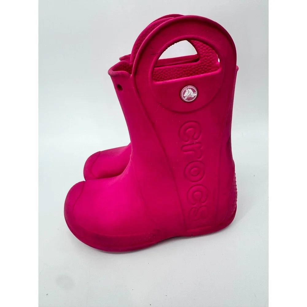 Crocs Handle It Rain Boot Kids Size C12 Pink Waterproof Pull On Boots